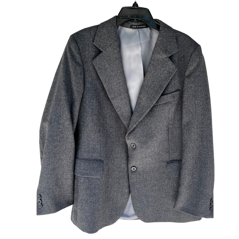 The‎ Men's Shop The Broadway Mens Grey Pinstripe Pure Wool Blazer Sport Coat 40